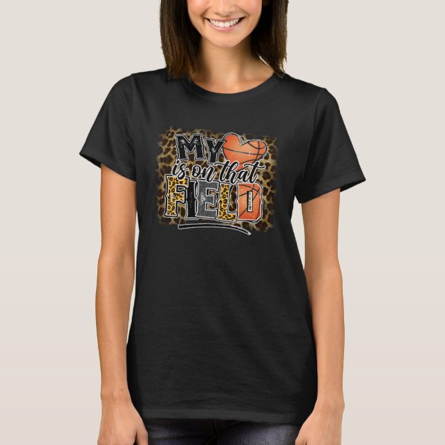 T-shirt Leopard Mon Coeur Est Sur Cette Mère De Basket De  (Devant)