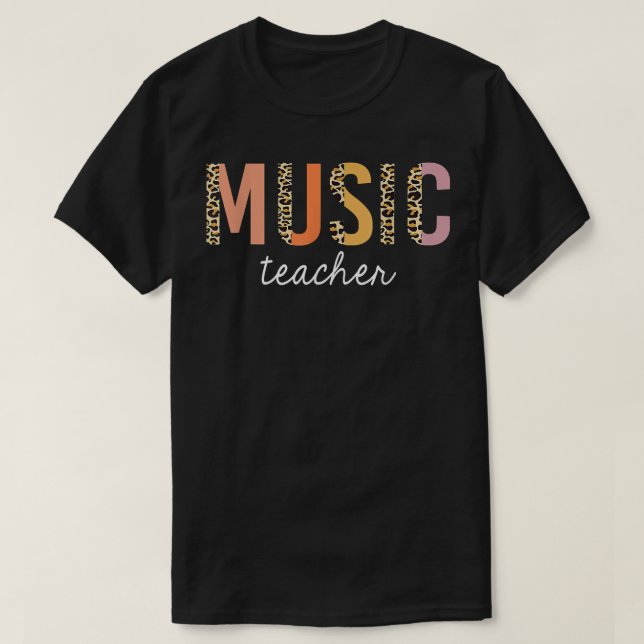 T-shirt Leopard Music Teacher Cute Back To School Supplies (Design devant)