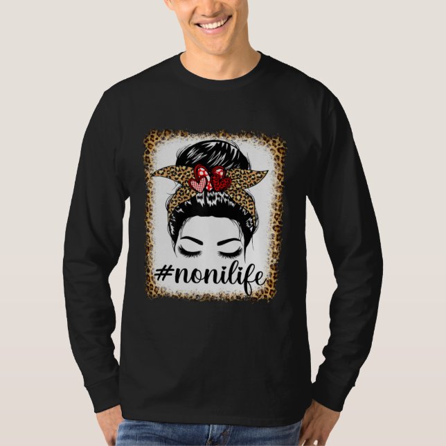 T-shirt Leopard Noni Life Messy Bun Bleaches Mother s Day  (Devant)