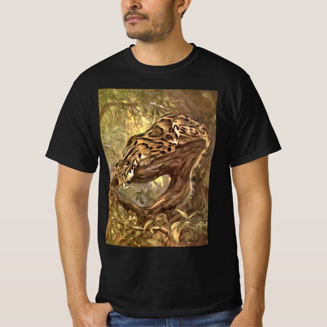 T-shirt Leopard nuageux par CE Swan, Animaux sauvages Vint (Devant)