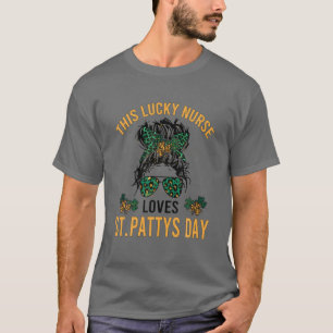 T-shirt Leopard Nurse Et Messy Bun Lucky Nurse Aime St.