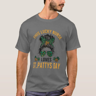 T-shirt Leopard Nurse Et Messy Bun Lucky Nurse Aime St.