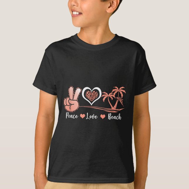 T-shirt Léopard Paix Amour Plage Cool Été Vibes Plage (Devant)