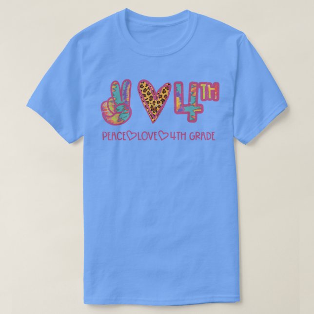 T-shirt Leopard Peace Love 4e année 4e première journée Sc (Design devant)