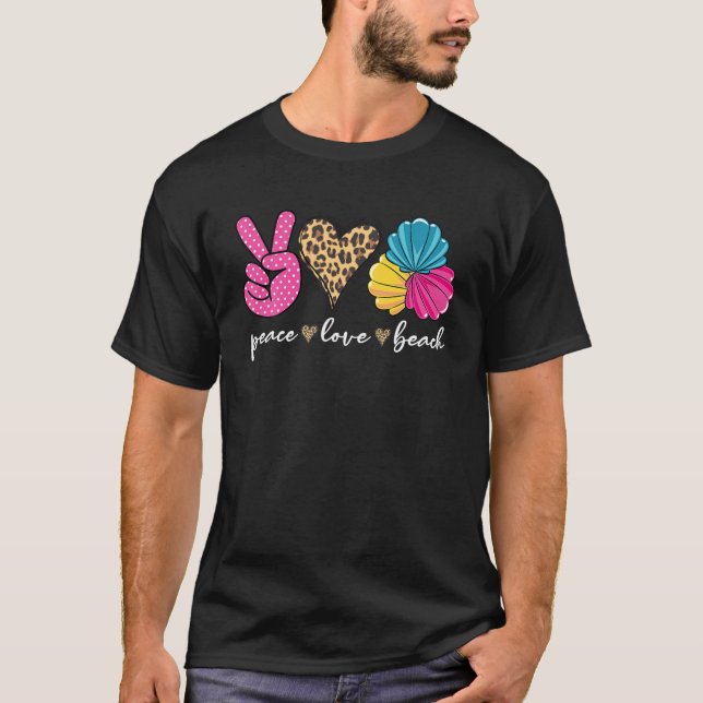 T-shirt Leopard Peace Love Beach Funny Beach Vibes Été (Devant)