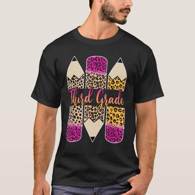 T-shirt Leopard Pencil, Enseignant De Troisième Année De R (Devant)