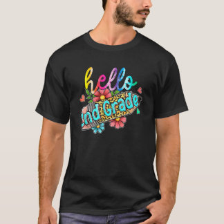 T-shirt Leopard Pencil Hello 2nd Grade Back To School Kids