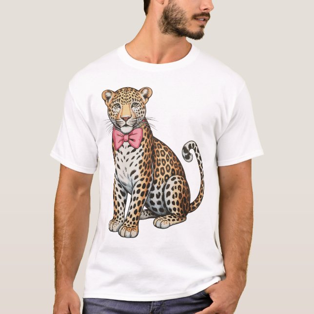 T-shirt Leopard Pink Coquette Bow Girly Sublimation Art (Devant)