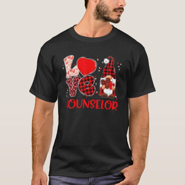 T-shirt Leopard Plaid Gnome LOVE Conseiller Funny Valentin (Devant)