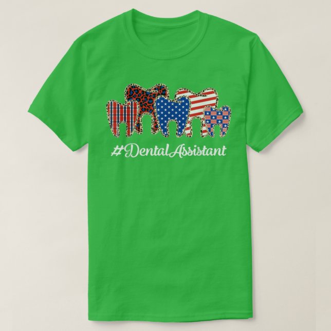 T-shirt Leopard Plaid Tooth Teeth Dental Assistant 4th Of  (Design devant)