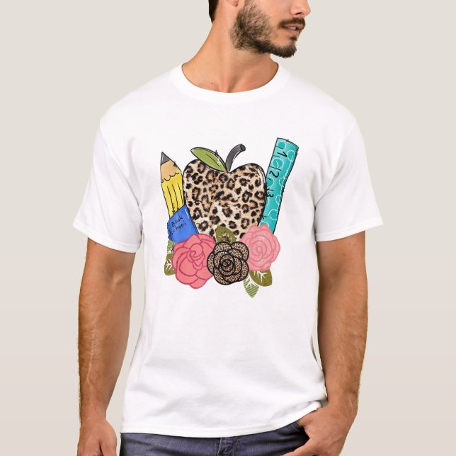 T-shirt Léopard Premier Jour D'école Drôle (Devant)