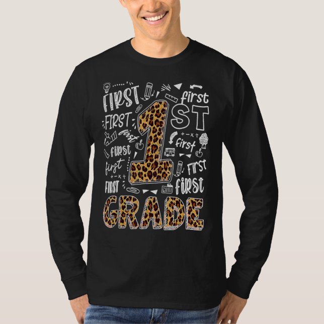 T-shirt Leopard Print 1st Grade Teacher Kids  Back To Scho (Devant)