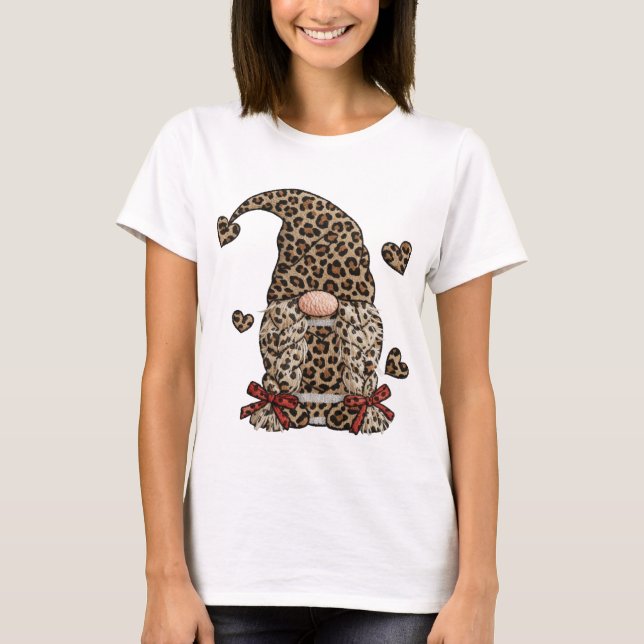 T-shirt Leopard Print Gnome PNG Sublimation Design Leopard (Devant)