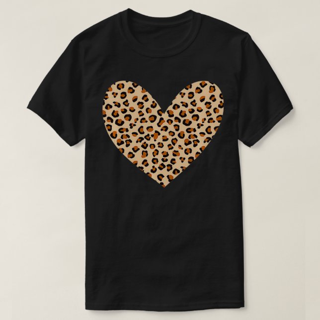 T-shirt Leopard Print Heart  Cheetah Pattern Valentine's D (Design devant)