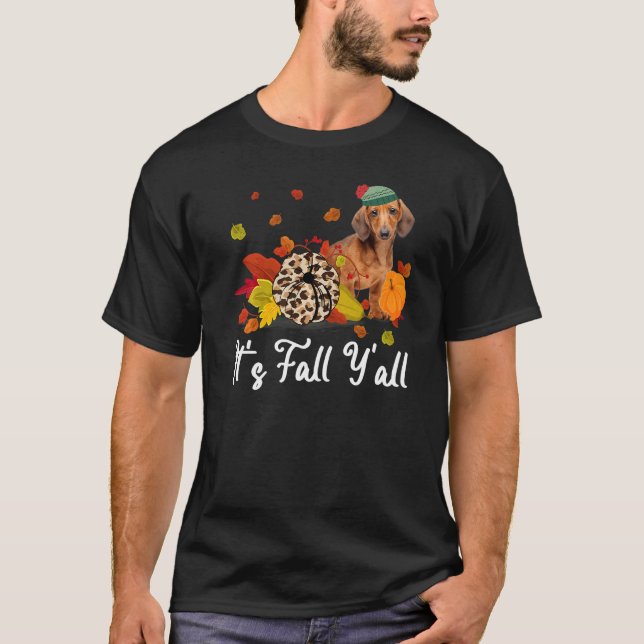 T-shirt Leopard Pumpkin Falling It's Fall Y'all Yellow Dac (Devant)