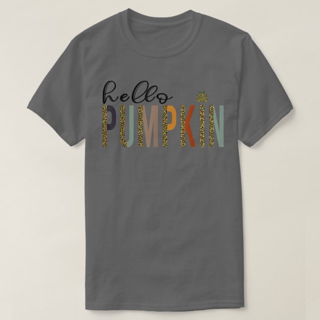 T-shirt Leopard Pumpkin Hello Pumpkin Graphic Fall Hallowe (Design devant)
