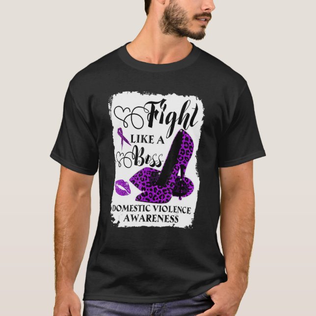 T-shirt Leopard Purple Combattre Comme Un Patron De Violen (Devant)