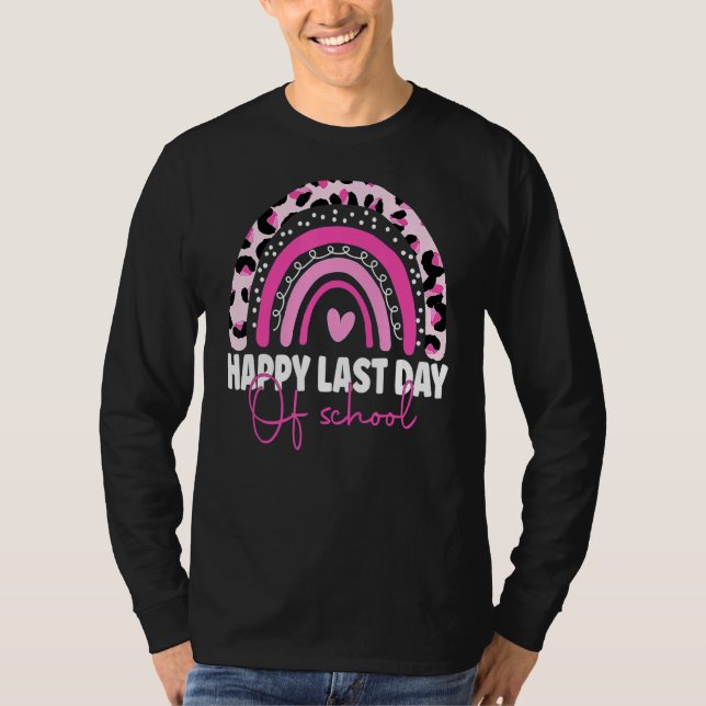 T-shirt Leopard Rainbow Enseignant Cute Joyeux Dernier Jou (Devant)