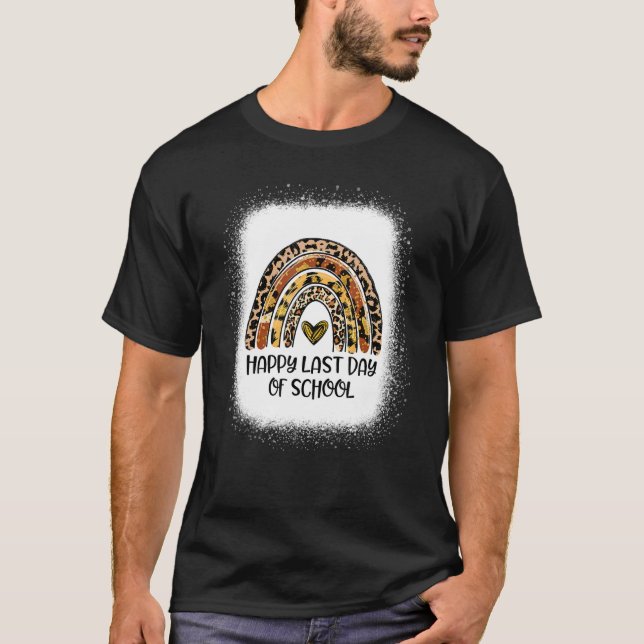 T-shirt Leopard Rainbow Joyeux Dernier Jour De L'École Pro (Devant)