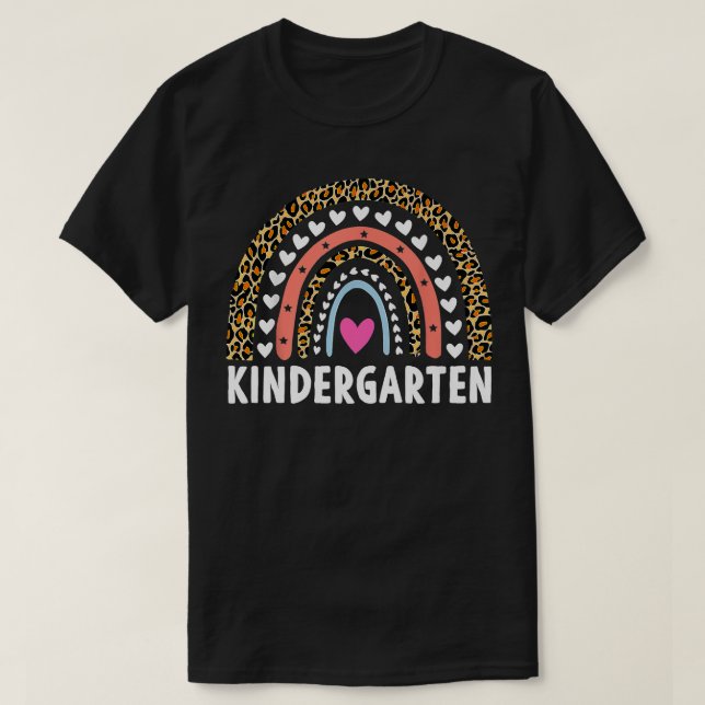 T-shirt Leopard Rainbow Kindergarten Enseignant Premier jo (Design devant)