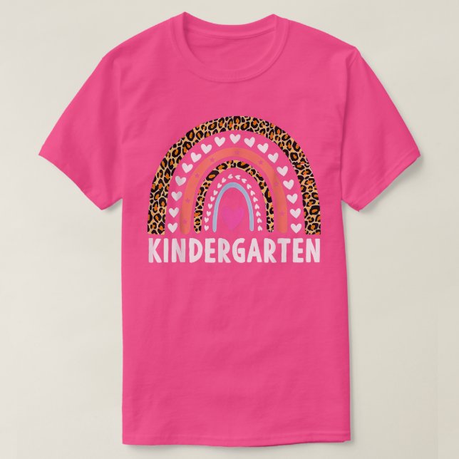 T-shirt Leopard Rainbow Kindergarten Enseignant Premier jo (Design devant)