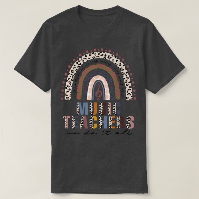 T-shirt Leopard Rainbow Music Enseignants, Enseigner l'amo (Design devant)