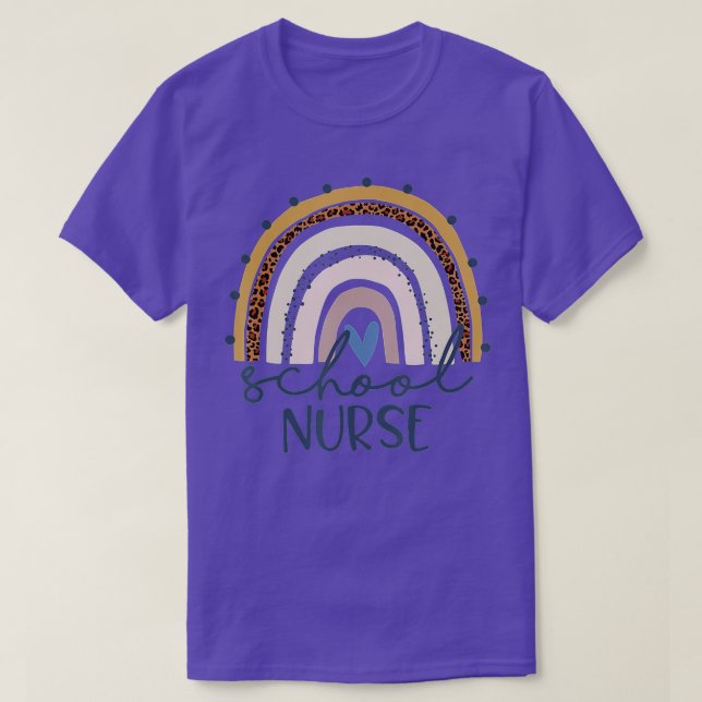 T-shirt Leopard Rainbow Nurse 1er Jour De L'École N (Design devant)