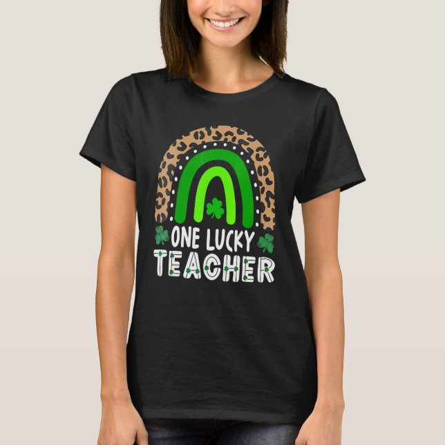 T-shirt Leopard Rainbow One Lucky Kinder Enseignant St Pat (Devant)