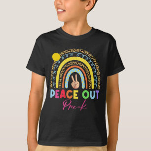 T-shirt Leopard Rainbow Peace Out Pré-K Dernier Jour De L'