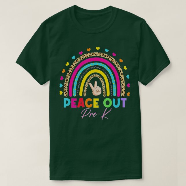 T-shirt Leopard Rainbow Peace Out Pré-K Dernier Jour De L' (Design devant)