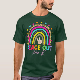 T-shirt Leopard Rainbow Peace Out Pré-K Dernier Jour De L'