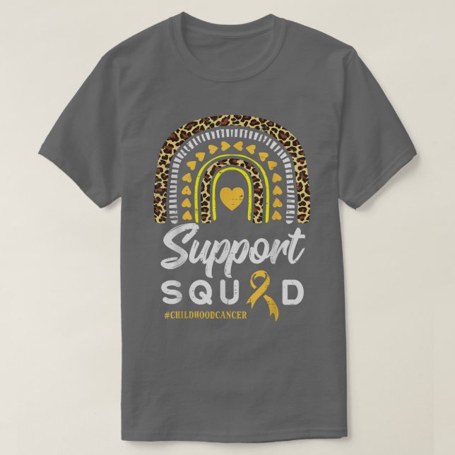 T-shirt Leopard Rainbow Support Squad Children Cancer Awa (Design devant)