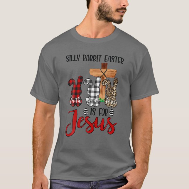 T-shirt Leopard Red Plaid Bunny, Silly Rabbit Easter Is Fo (Devant)