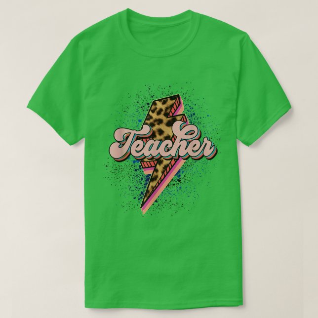 T-shirt Leopard Rock Star Teacher Rocks and Roll Last Day  (Design devant)