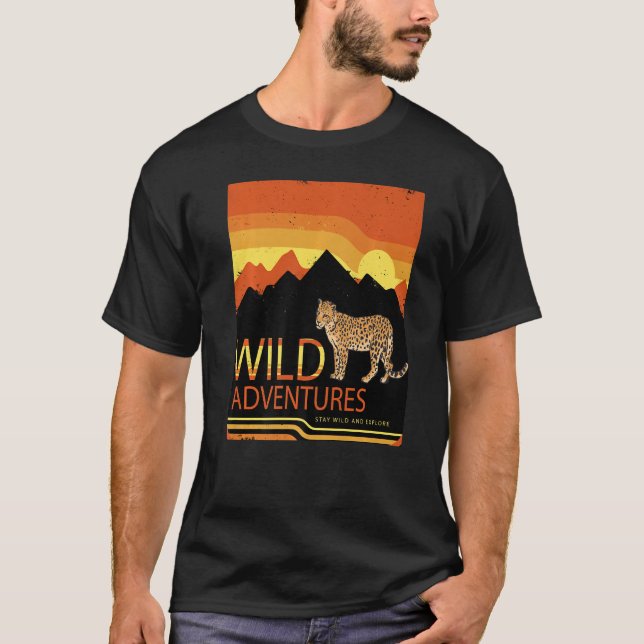T-shirt Leopard safari savane Afrique sauvage chat aventur (Devant)