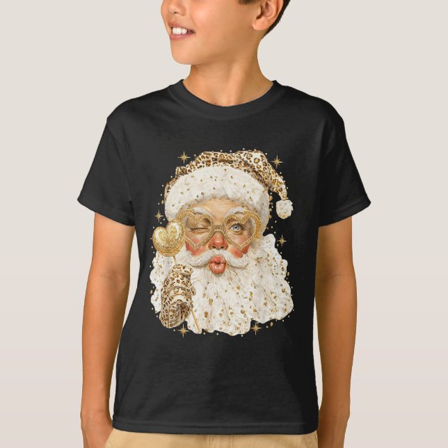 T-shirt Leopard Santa Christmas Funny Gift For Women, Girl (Devant)