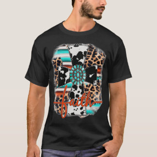 T-shirt Leopard Serape Turquoise Leopard Western Faith Cro
