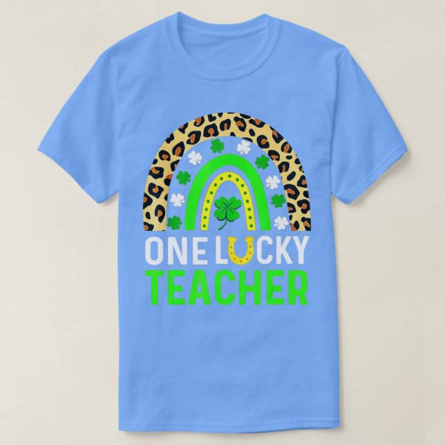 T-shirt Leopard Shamrock One Lucky Teacher St Patrick's Da (Design devant)