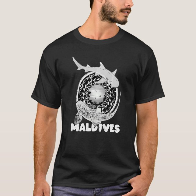 T-shirt Leopard Shark Whitetip Reef Shark Maldives Diving (Devant)