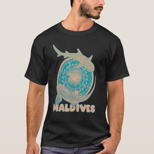 T-shirt Leopard Shark Whitetip Reef Shark Maldives Diving (Devant)