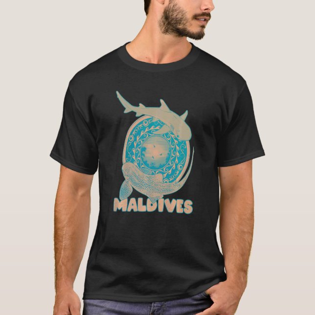 T-shirt Leopard Shark Whitetip Reef Shark Maldives Diving (Devant)