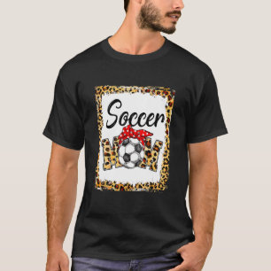 T-shirt Leopard Soccer Maman Mignonne Maman Vie Soccer Jou
