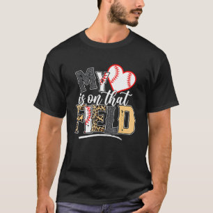 T-shirt Leopard Softball Maman Mon Coeur Est Sur Ce Terrai