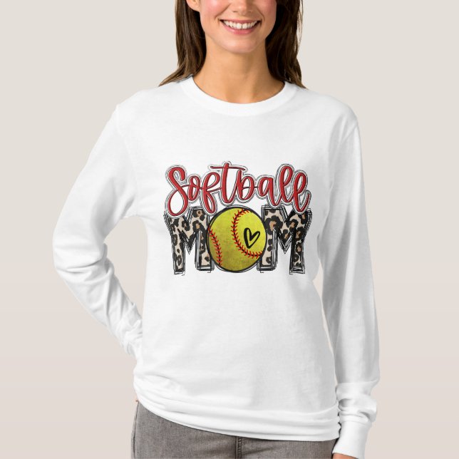 T-shirt Leopard Softball Maman Softball Jour Vibes Mothe (Devant)