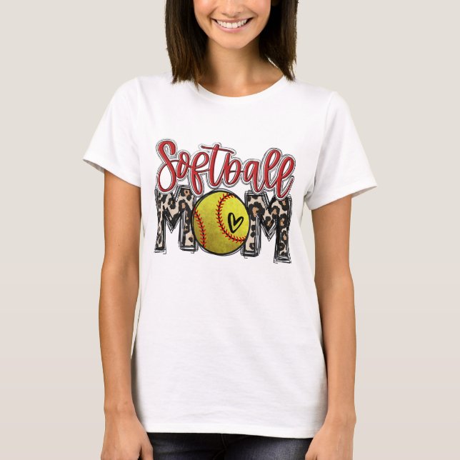 T-shirt Leopard Softball Maman Softball Jour Vibes Mothe (Devant)