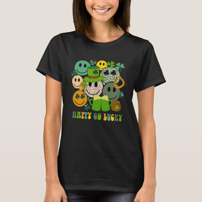 T-shirt Leopard Sourire Face Leprechaun Casquette Heureux  (Devant)