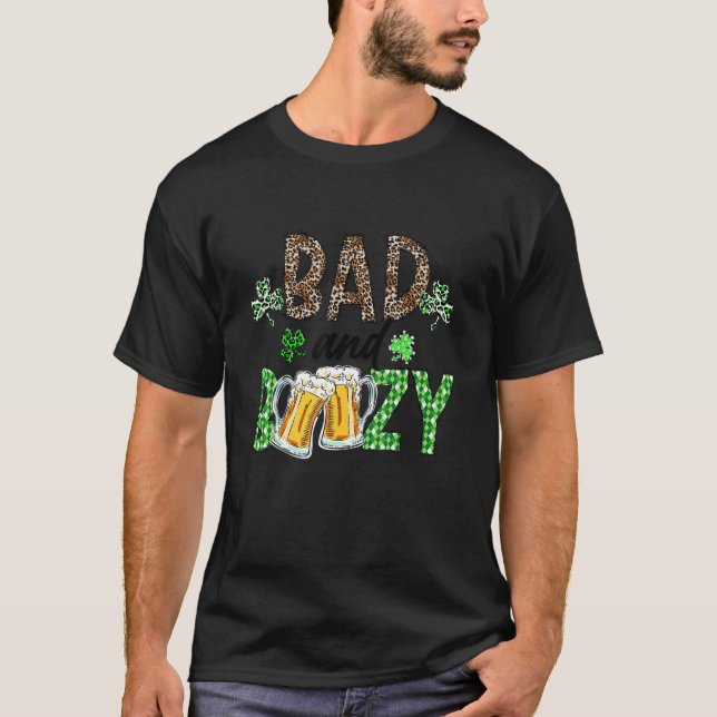 T-shirt Leopard St Patrick's Day Bad And Boozy Beer Drinki (Devant)