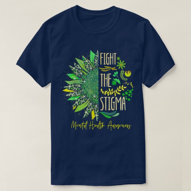 T-shirt Leopard Sunflower Fight The Stigma Mental Health A (Design devant)
