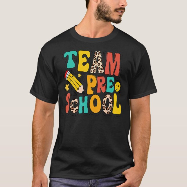 T-shirt Leopard Team Préscolaire Crayon Pré K Enseignant R (Devant)
