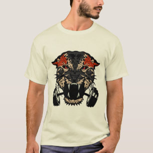 T-shirt leopard tete animal sauvage haltere musculation 1